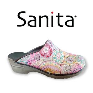 Sanita Tapestry Floral Cloth Nursing Medical Clogs